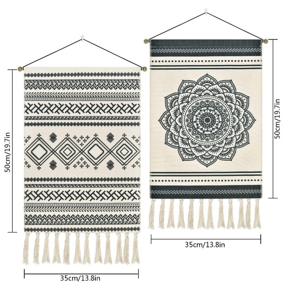 Woven Tassel Bohemian Modern Floral Pattern Indie Macrame Wall Art Decor - Picture 5 of 6